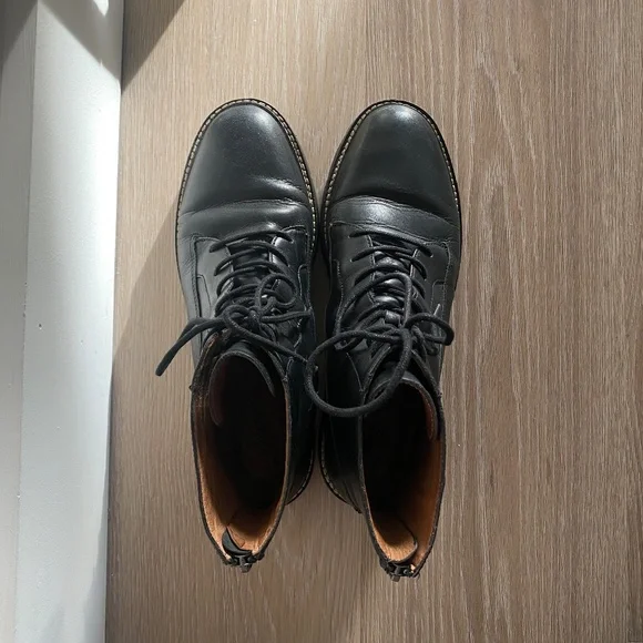 Madewell Citywalk Lugsole Lace-up Boots, Black Leather - Picture 5 of 12